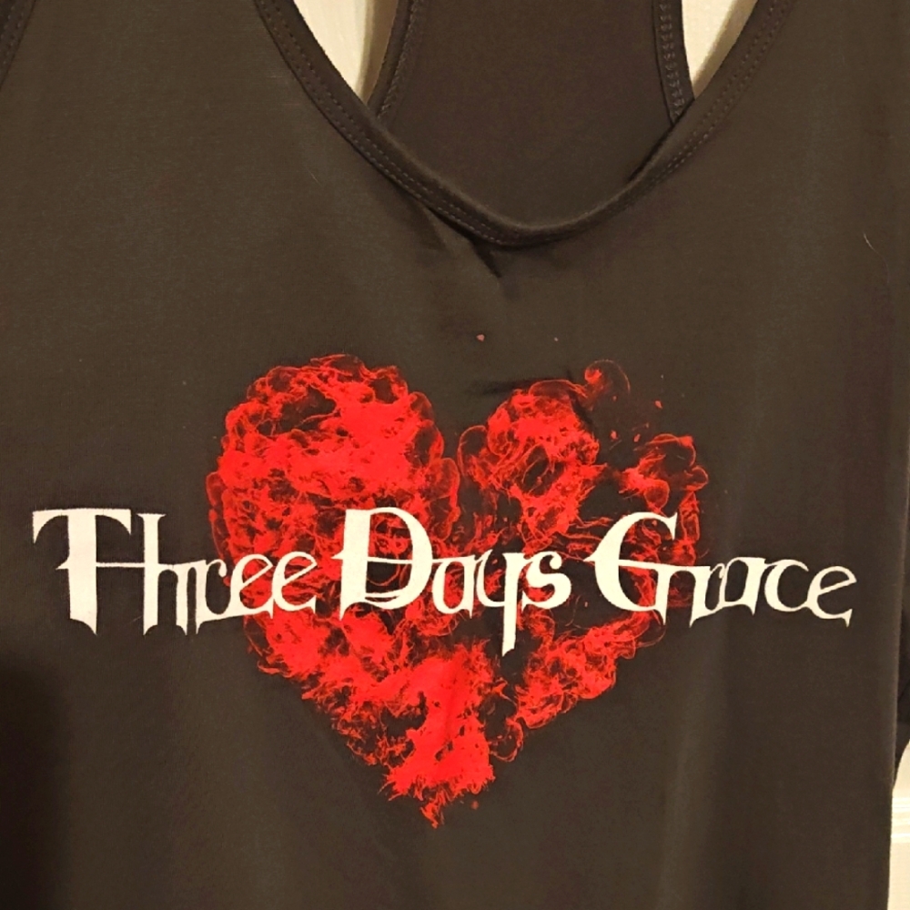 Three Days Grace Black Tank Top with Red Heart